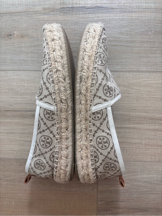 Tory Burch Shoes - Tory Burch Neutral Logo Canvas Espadrille Slip-On